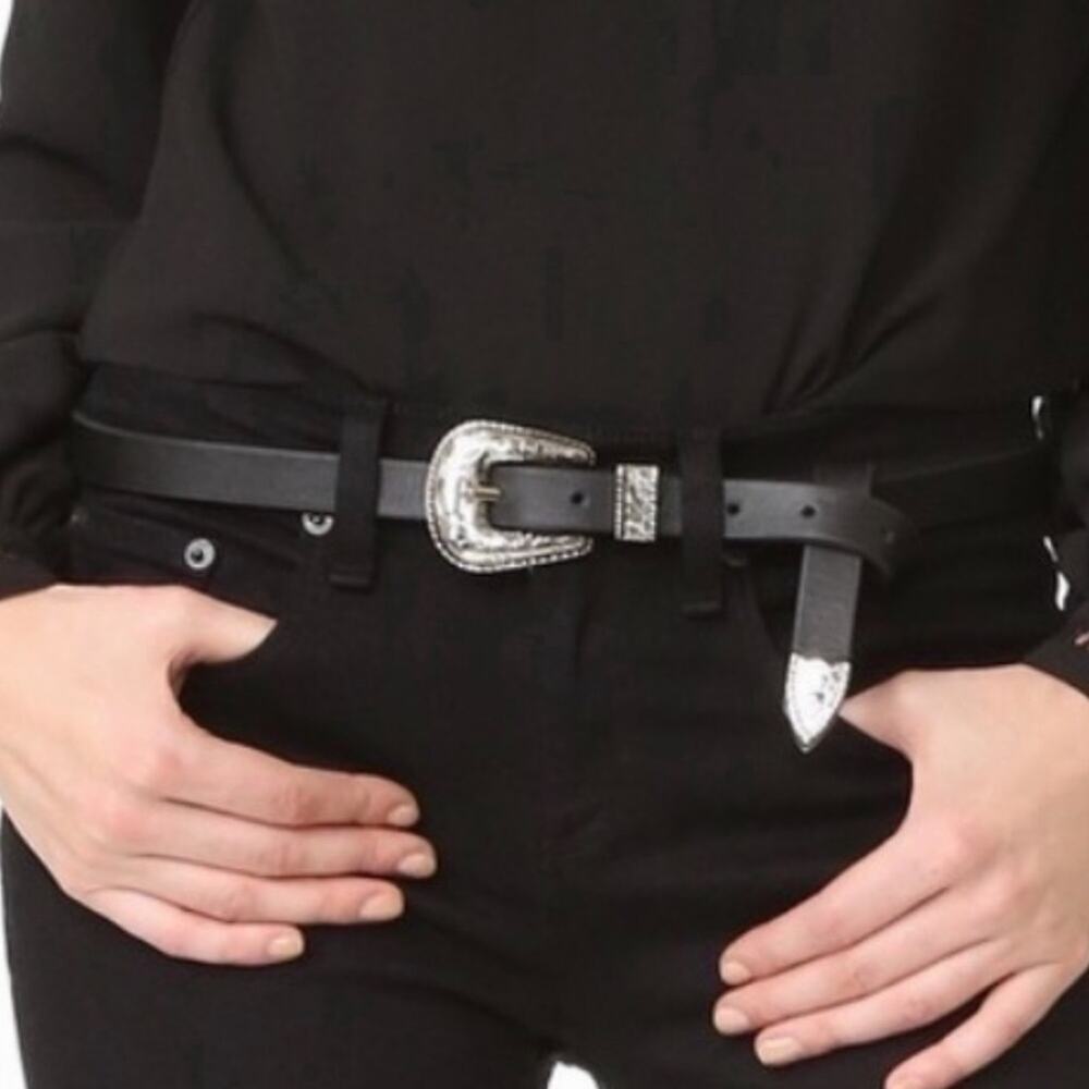 Vince Camuto size medium black leather woman belt